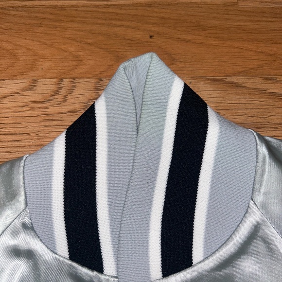 Vintage Win Wear Silver Grey Black Nylon Bomber Jacket Size Mens Small - Picture 6 of 8